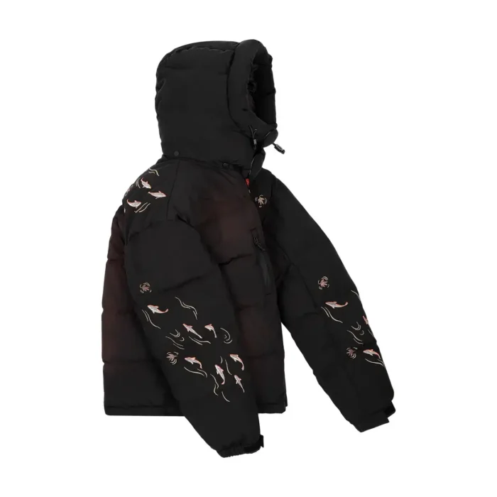 “koi fish” Puffer Jacket black (2)