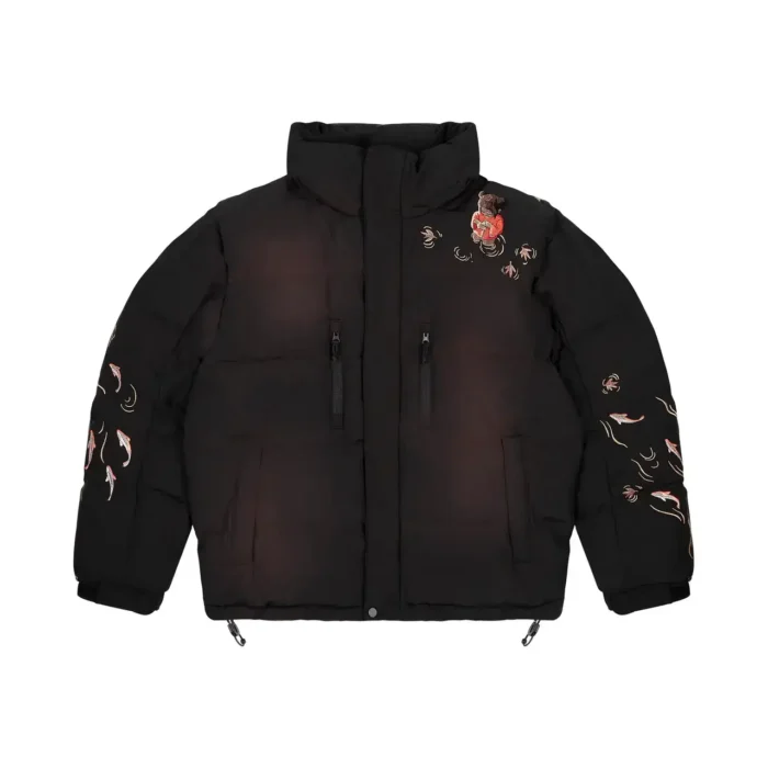 “koi fish” Puffer Jacket black (3)