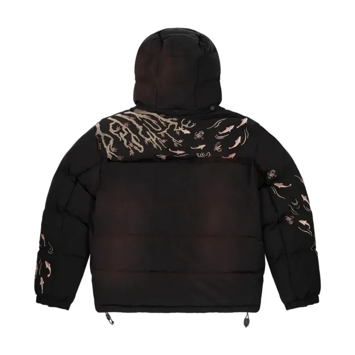 “koi fish” Puffer Jacket black (4)