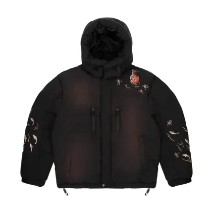 “koi fish” Puffer Jacket black (5)
