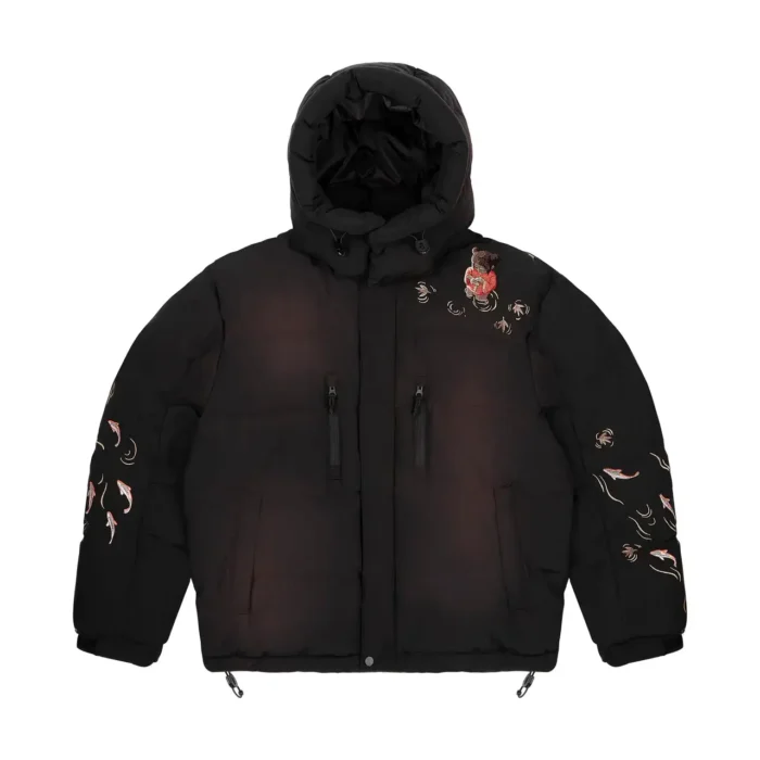 “koi fish” Puffer Jacket black (5)