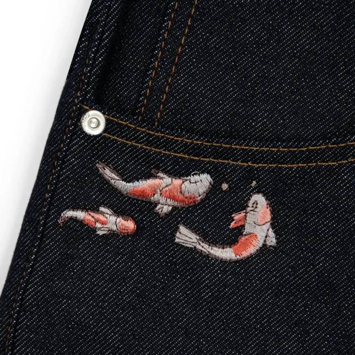 “koi fish” denim Jeans (3)