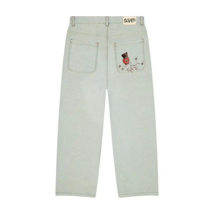 “koi fish” reverse denim Jeans (1)