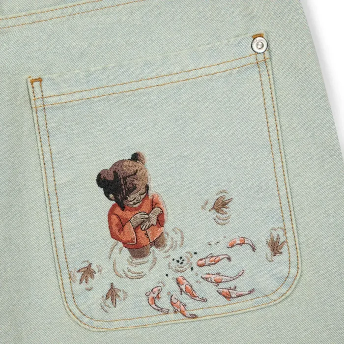 “koi fish” reverse denim Jeans (5)