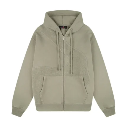 “lotus” Zip Up Hoodie khaki (1)