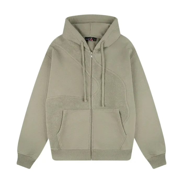 “lotus” Zip Up Hoodie khaki (1)