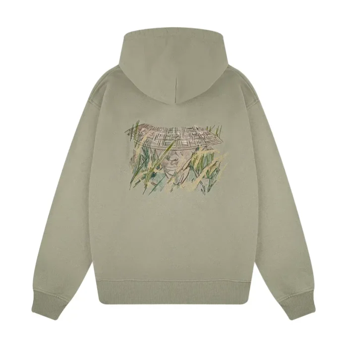 “lotus” Zip Up Hoodie khaki (2)