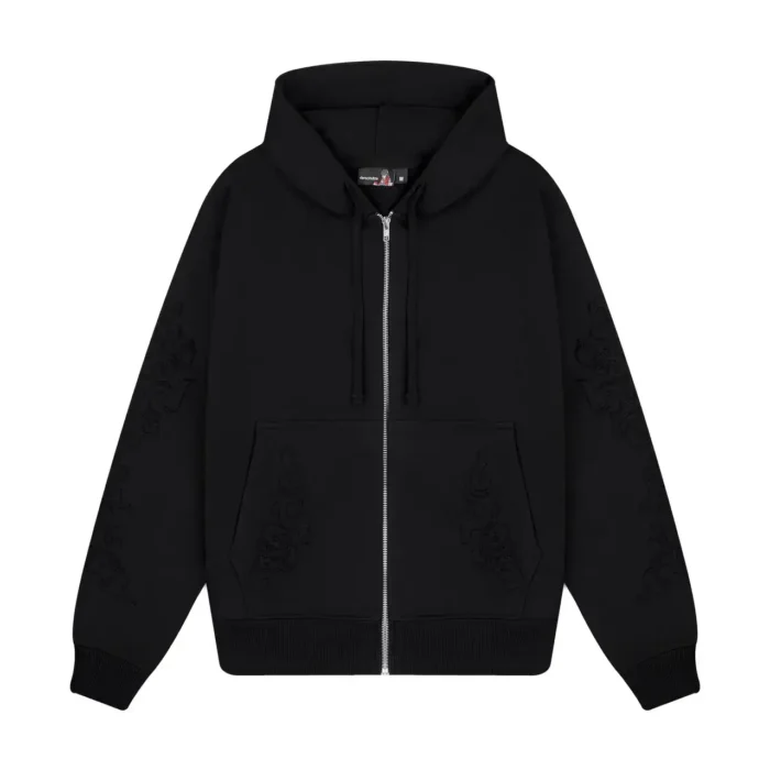 “western” Zip Up Hoodie black (2)