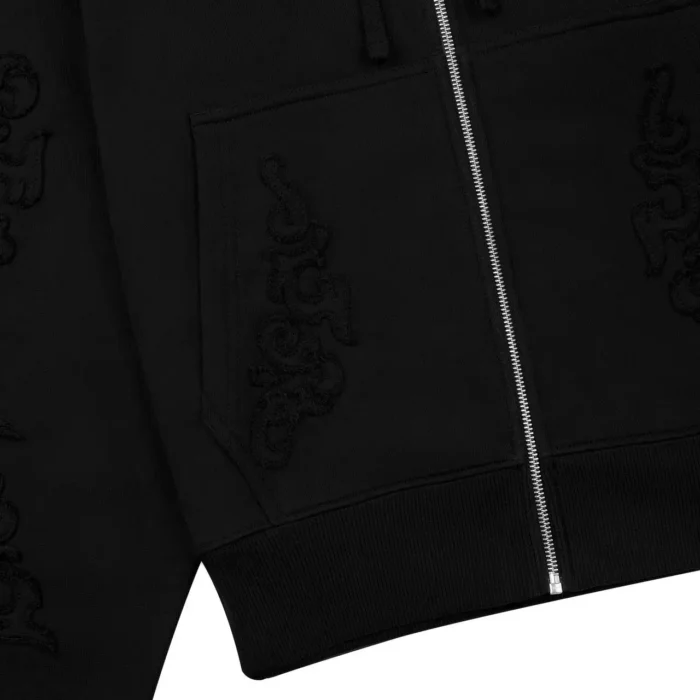 “western” Zip Up Hoodie black (4)